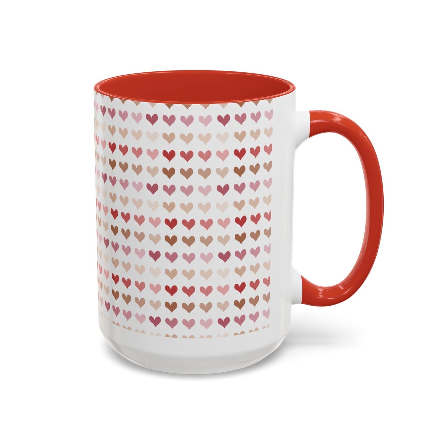 Heart Pattern Accent Coffee Mug – Cute Valentine Love Design (11/15oz)