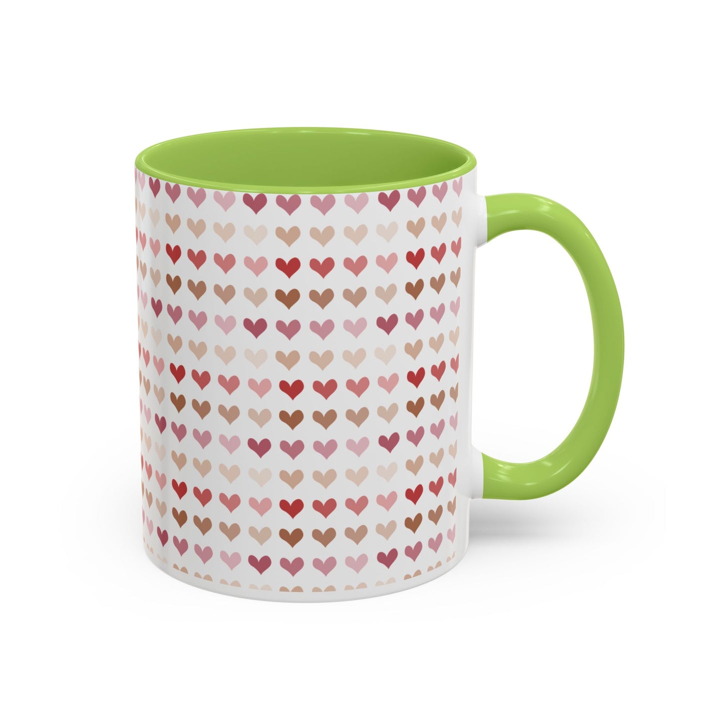 Heart Pattern Accent Coffee Mug – Cute Valentine Love Design (11/15oz)