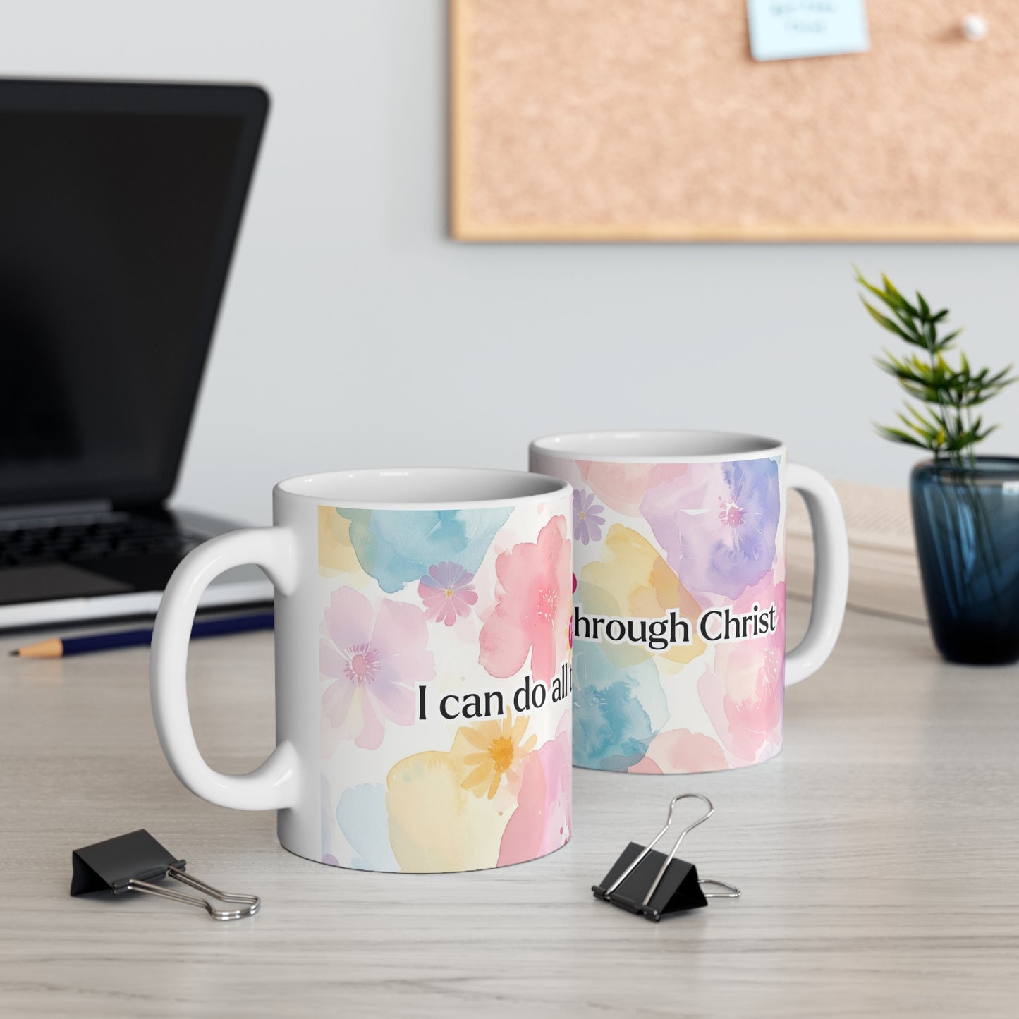 Philippians 4:13 Floral 11oz Mug — "I Can Do All Things" Inspirational Coffee Cup