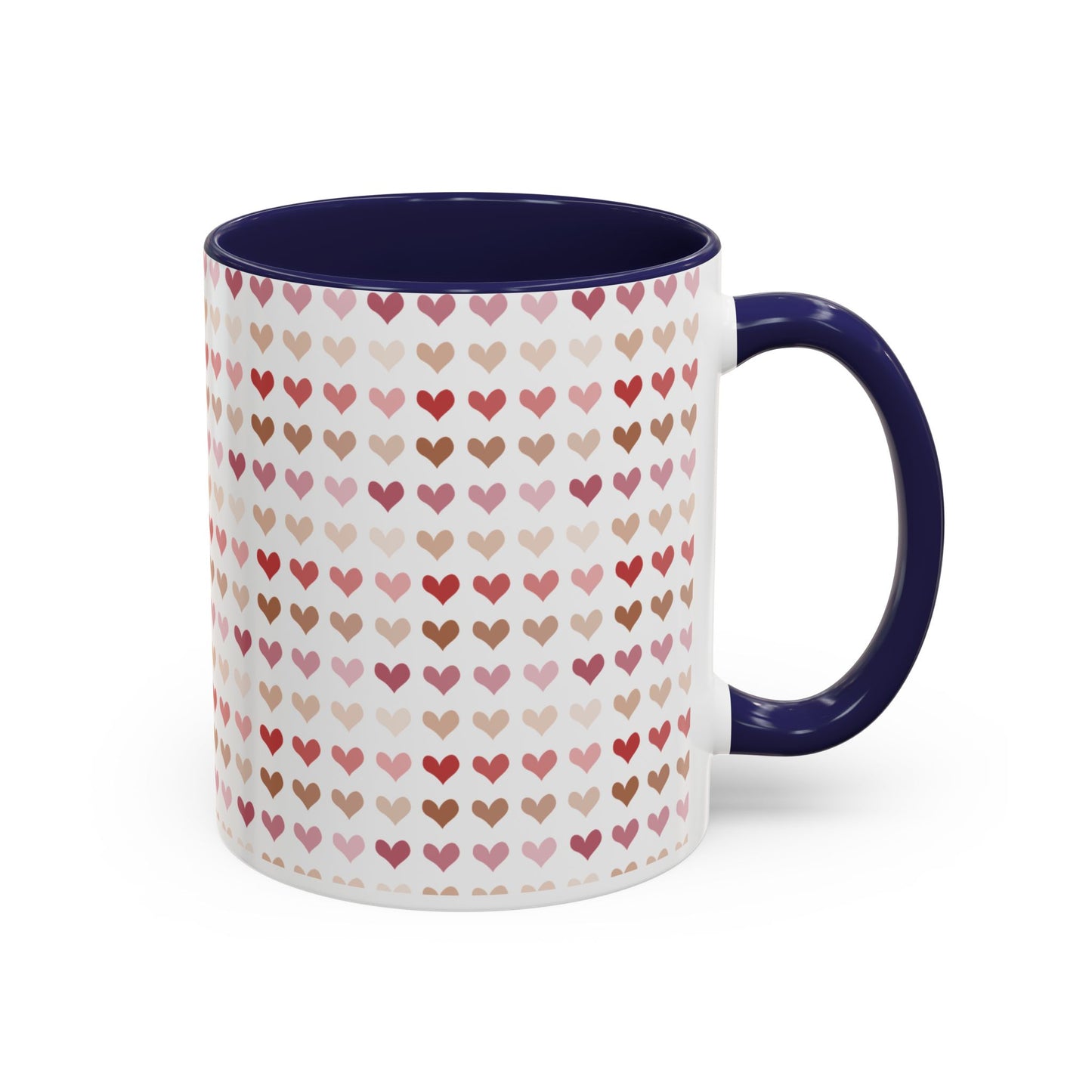 Heart Pattern Accent Coffee Mug – Cute Valentine Love Design (11/15oz)