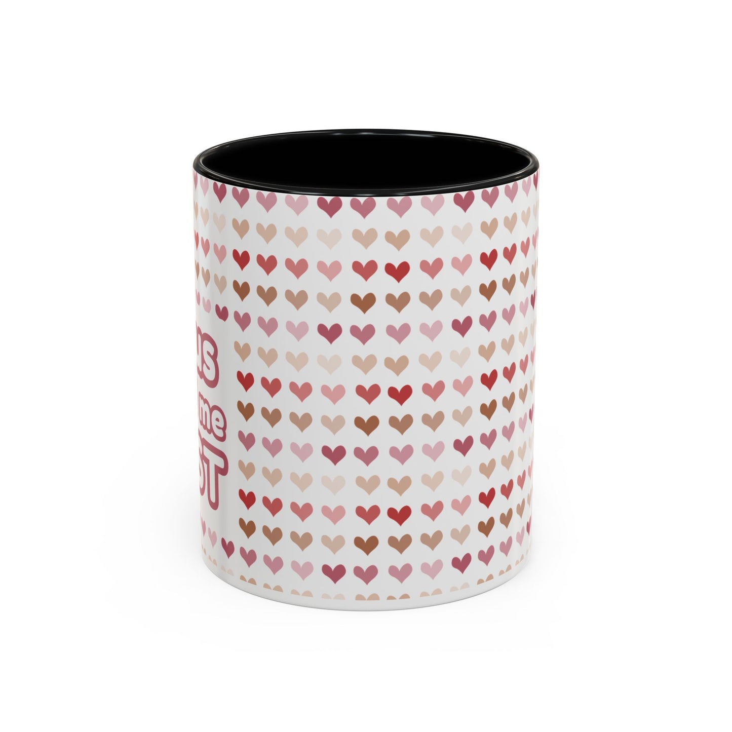 Heart Pattern Accent Coffee Mug – Cute Valentine Love Design (11/15oz)