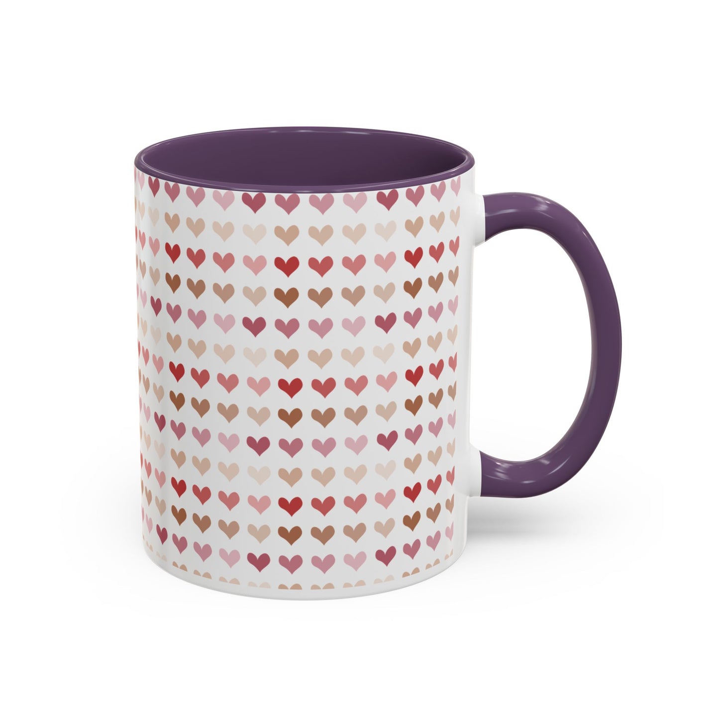 Heart Pattern Accent Coffee Mug – Cute Valentine Love Design (11/15oz)