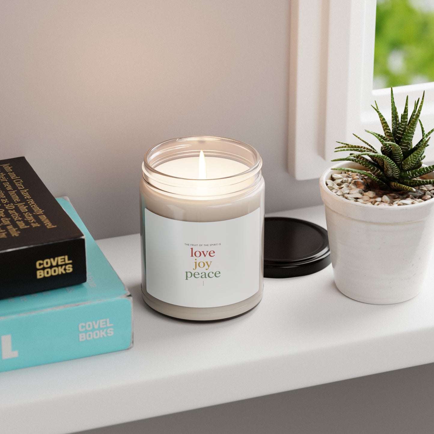 love joy peace Candle | Shadow-Text Typography, Two-Tone 3D Text