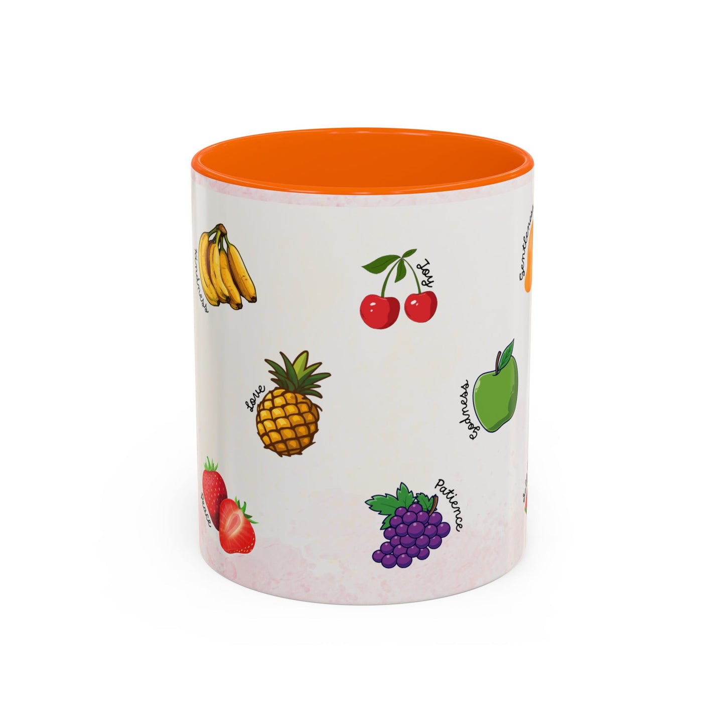 Fruit of The Spirit Coffee Mug — Cute Labeled Tropical Fruit Design (11/15oz)