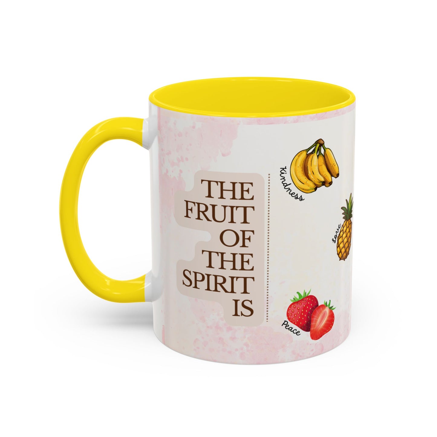 Fruit of The Spirit Coffee Mug — Cute Labeled Tropical Fruit Design (11/15oz)