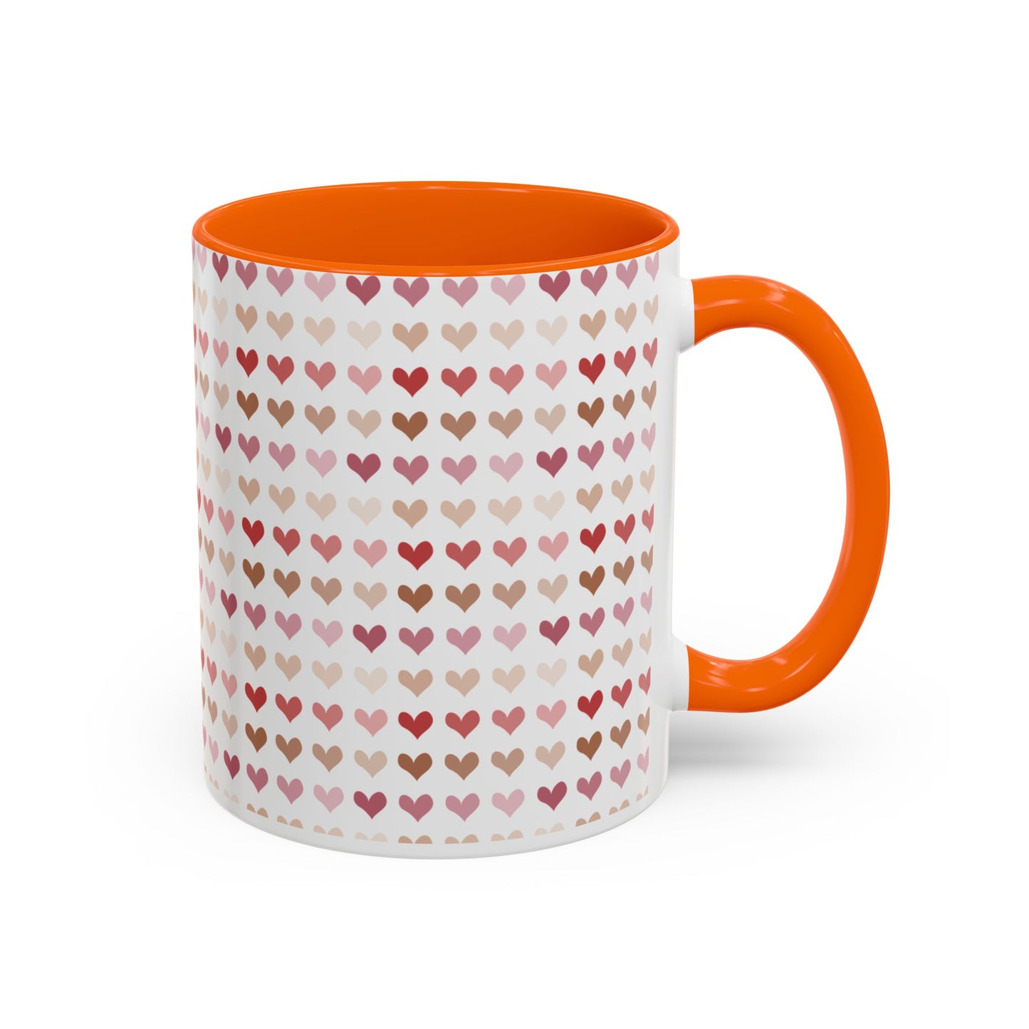 Heart Pattern Accent Coffee Mug – Cute Valentine Love Design (11/15oz)