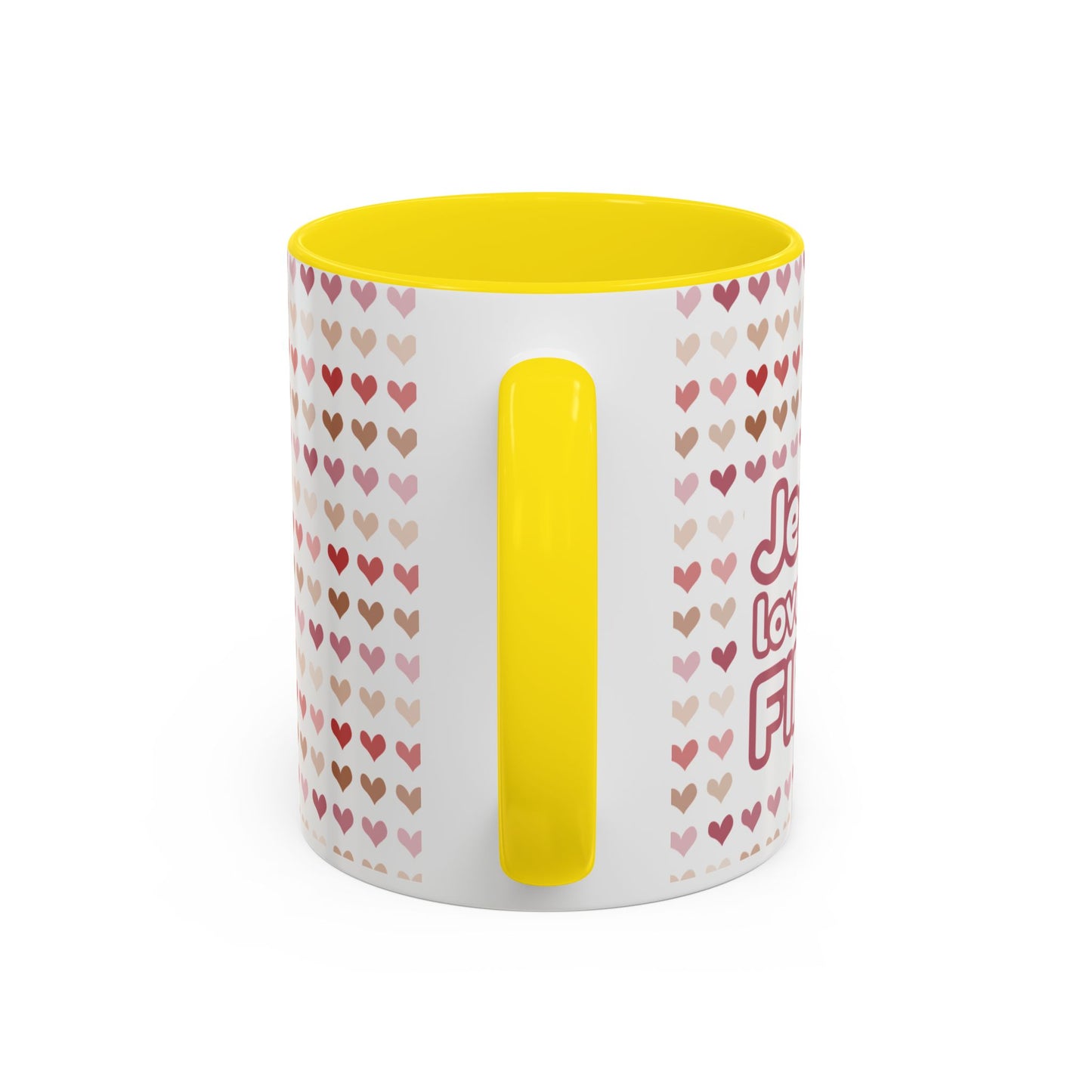 Heart Pattern Accent Coffee Mug – Cute Valentine Love Design (11/15oz)