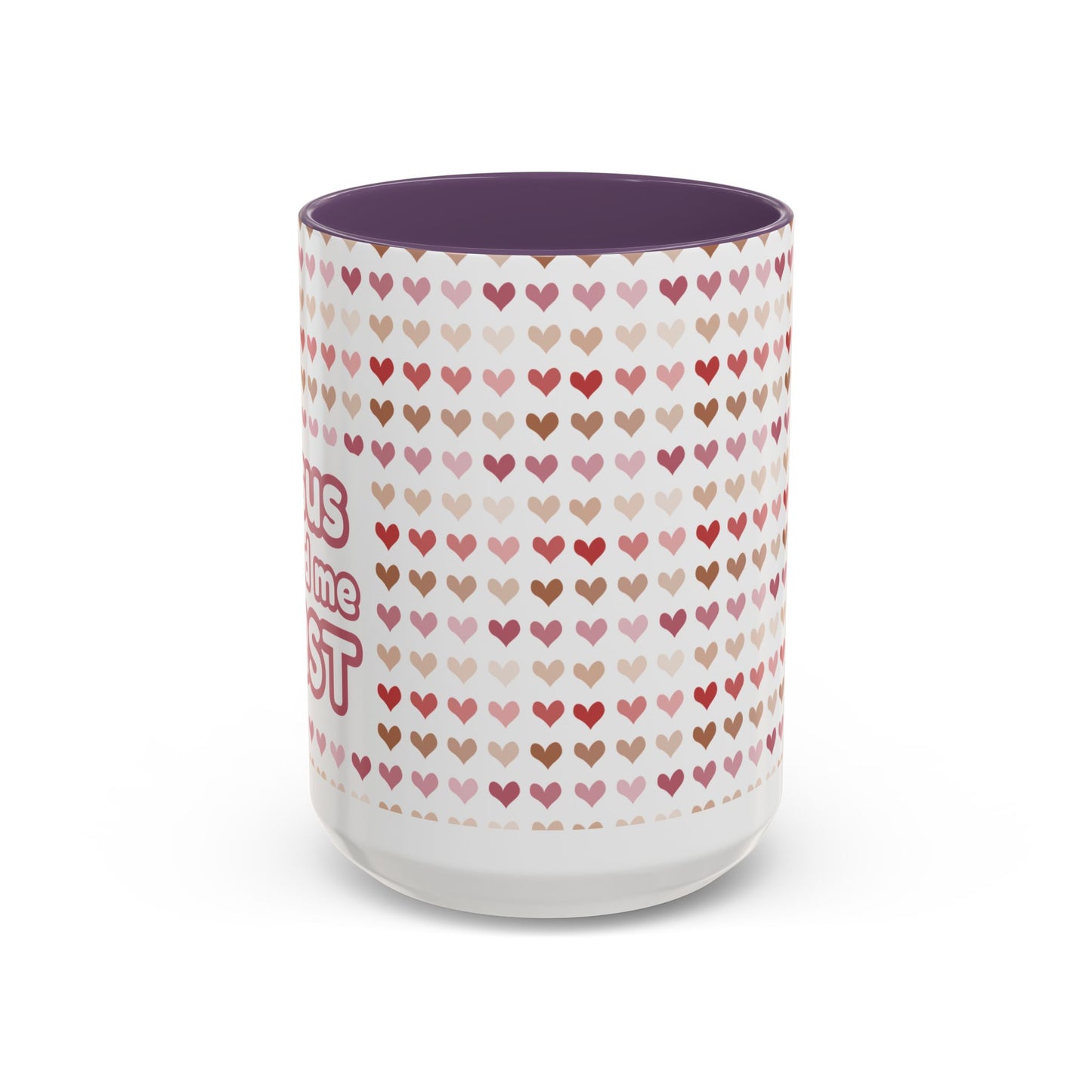 Heart Pattern Accent Coffee Mug – Cute Valentine Love Design (11/15oz)