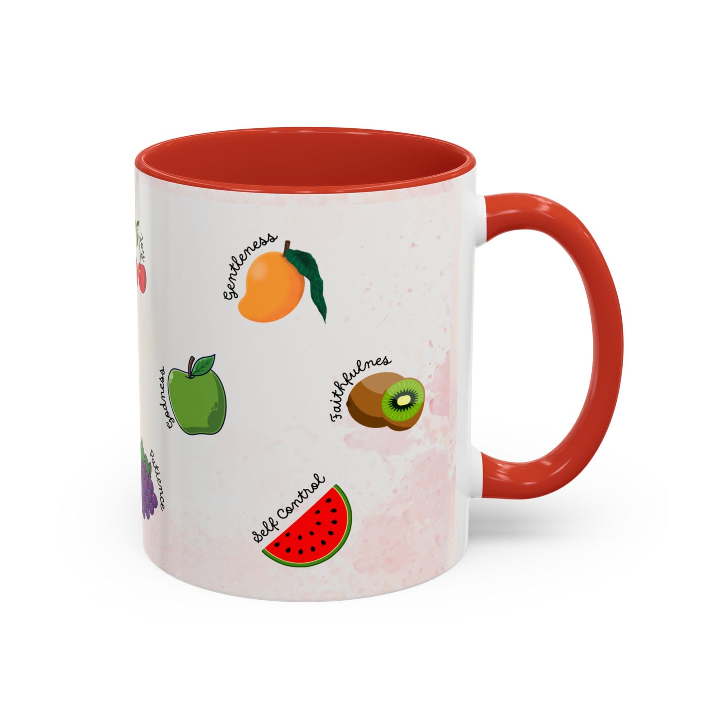 Fruit of The Spirit Coffee Mug — Cute Labeled Tropical Fruit Design (11/15oz)