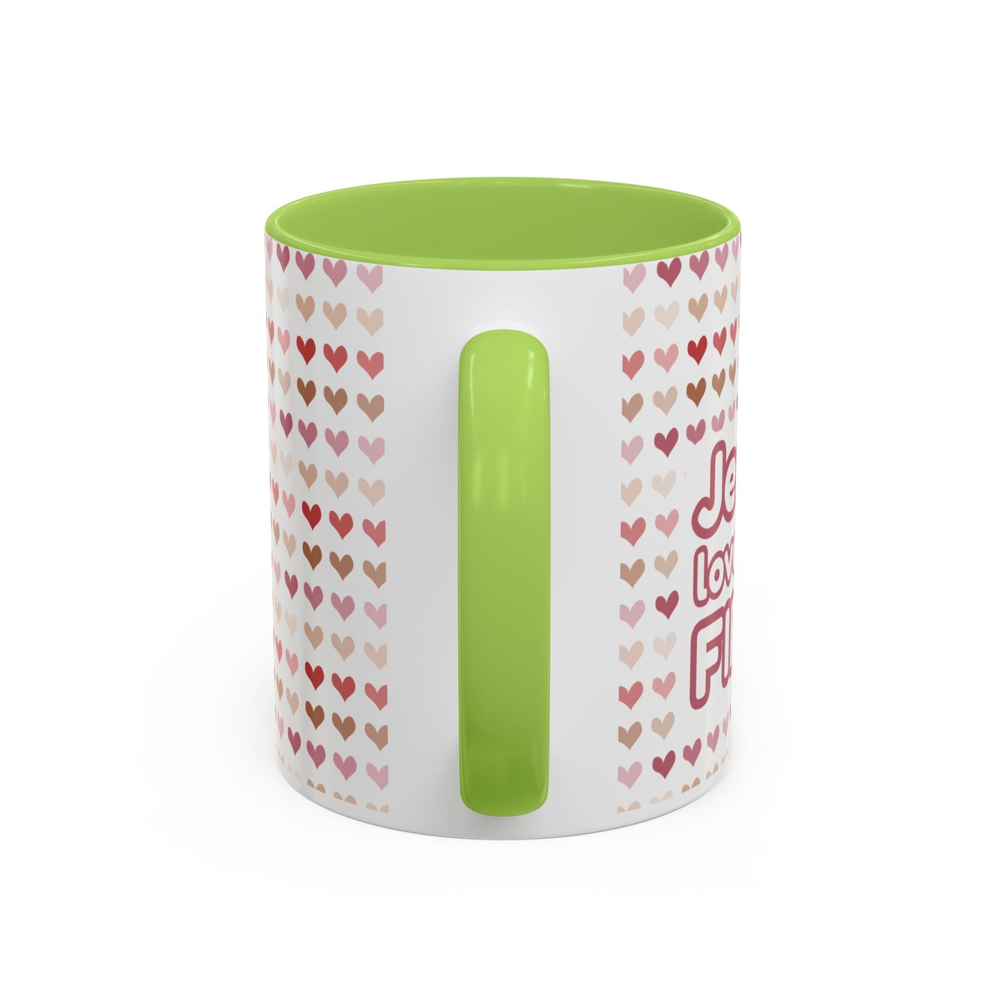 Heart Pattern Accent Coffee Mug – Cute Valentine Love Design (11/15oz)