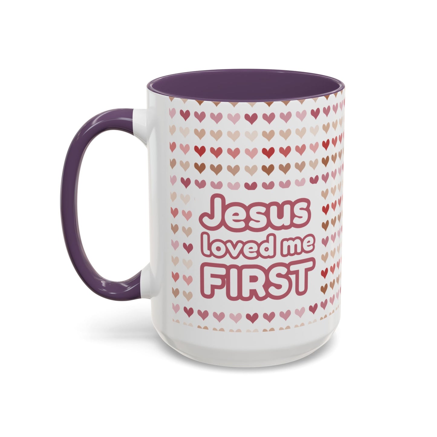 Heart Pattern Accent Coffee Mug – Cute Valentine Love Design (11/15oz)