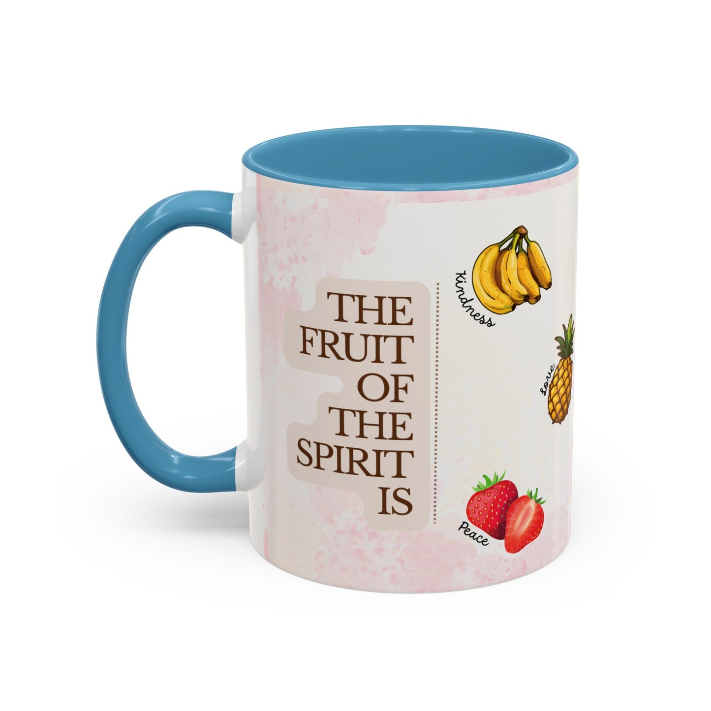 Fruit of The Spirit Coffee Mug — Cute Labeled Tropical Fruit Design (11/15oz)