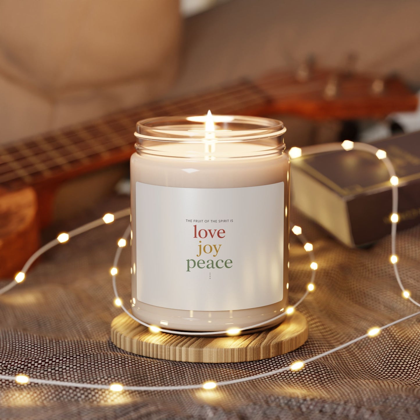 love joy peace Candle | Shadow-Text Typography, Two-Tone 3D Text