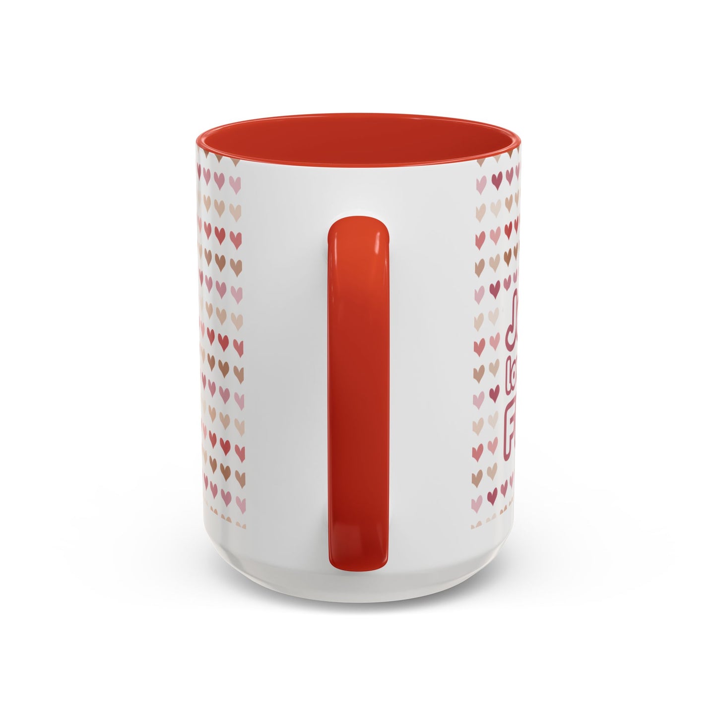 Heart Pattern Accent Coffee Mug – Cute Valentine Love Design (11/15oz)