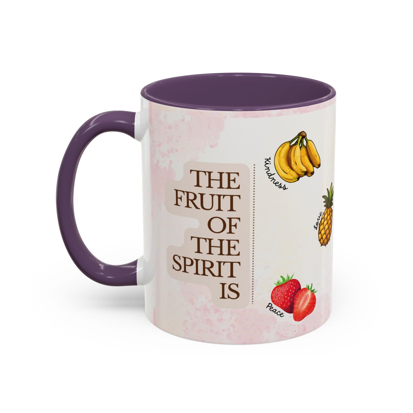 Fruit of The Spirit Coffee Mug — Cute Labeled Tropical Fruit Design (11/15oz)