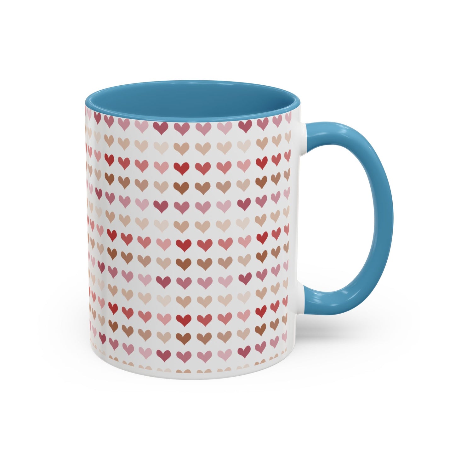 Heart Pattern Accent Coffee Mug – Cute Valentine Love Design (11/15oz)