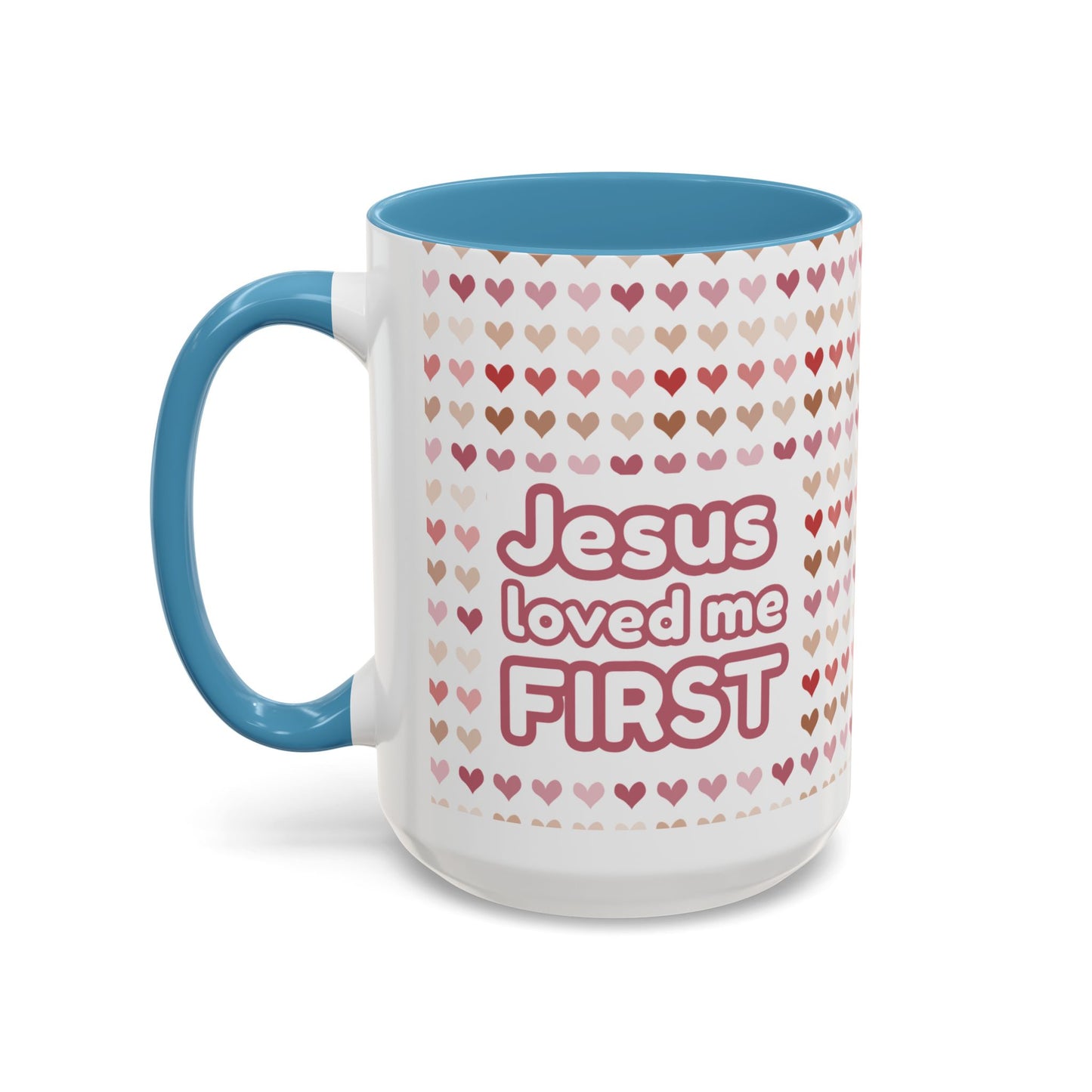 Heart Pattern Accent Coffee Mug – Cute Valentine Love Design (11/15oz)