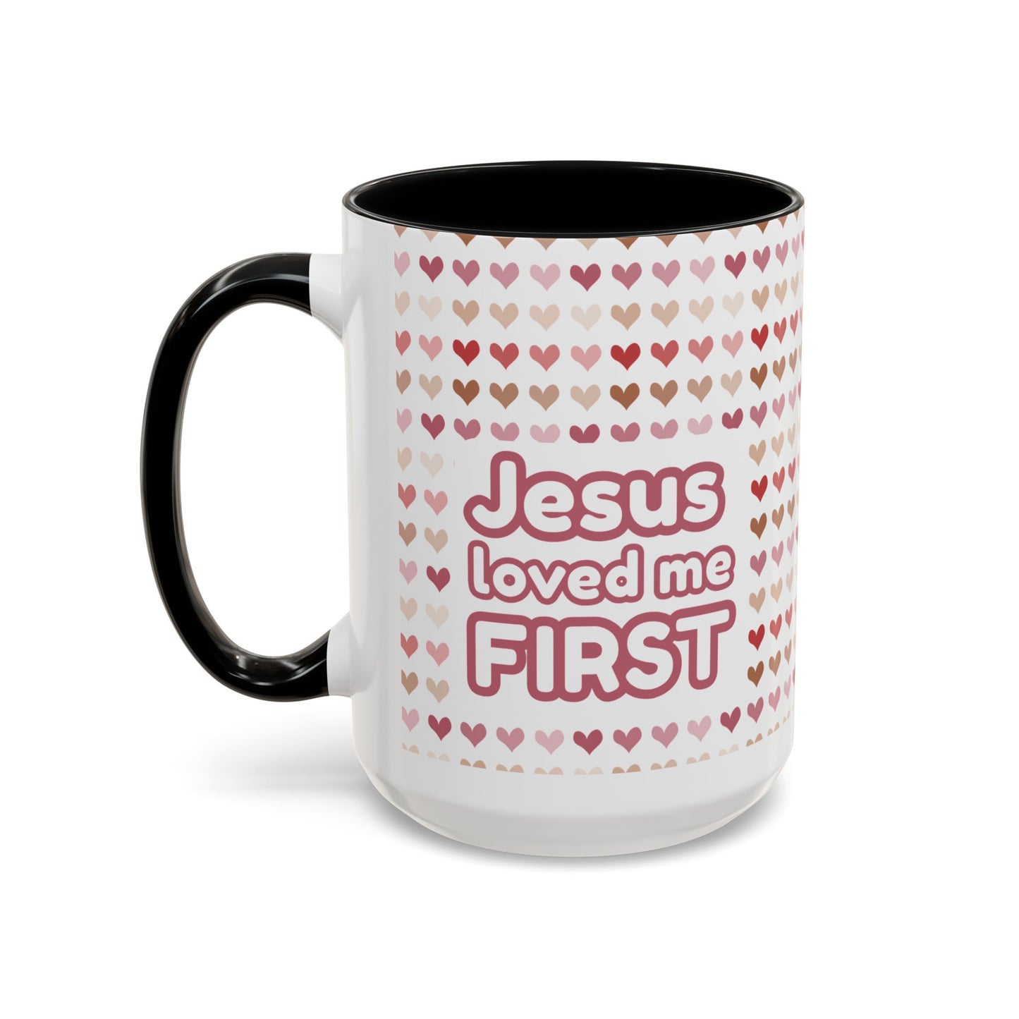 Heart Pattern Accent Coffee Mug – Cute Valentine Love Design (11/15oz)