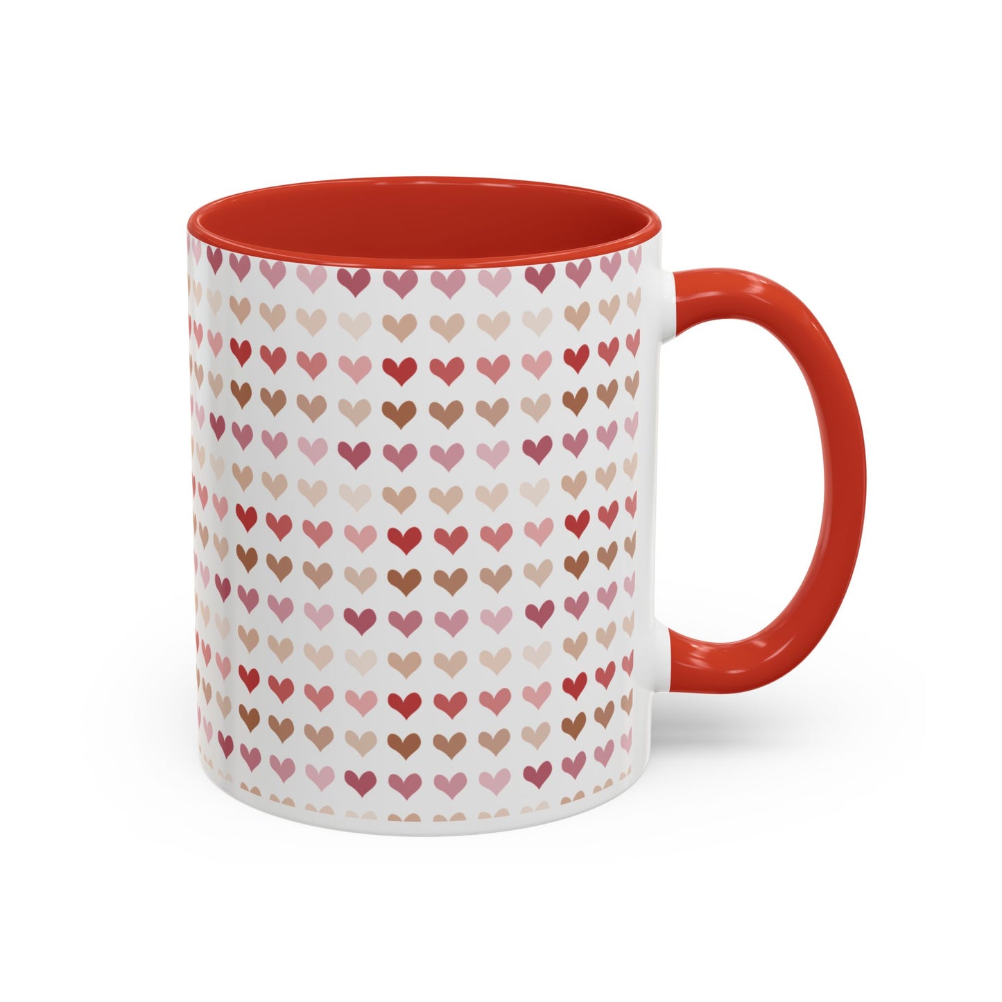 Heart Pattern Accent Coffee Mug – Cute Valentine Love Design (11/15oz)