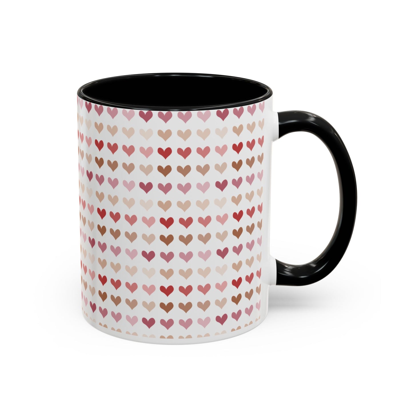 Heart Pattern Accent Coffee Mug – Cute Valentine Love Design (11/15oz)