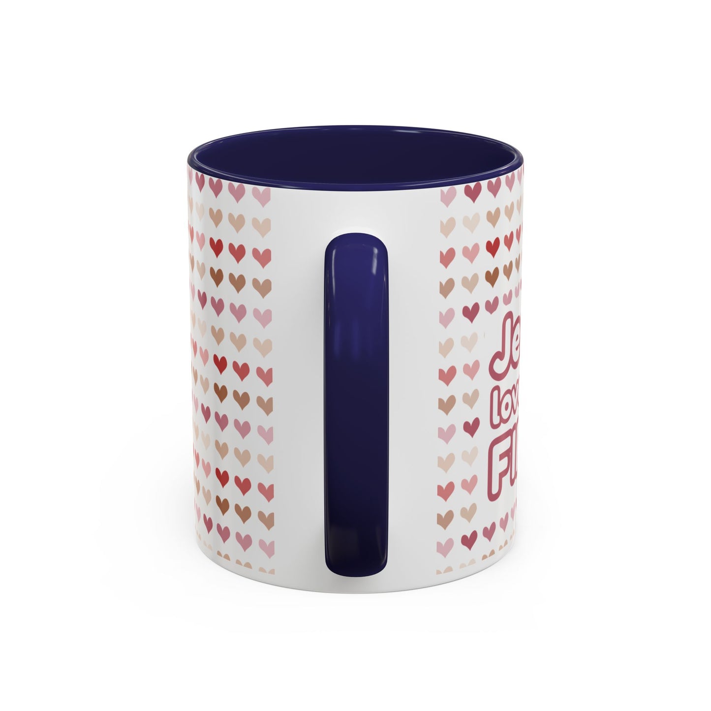 Heart Pattern Accent Coffee Mug – Cute Valentine Love Design (11/15oz)