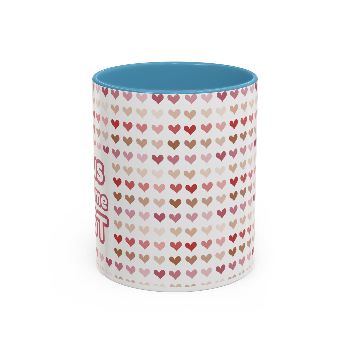 Heart Pattern Accent Coffee Mug – Cute Valentine Love Design (11/15oz)