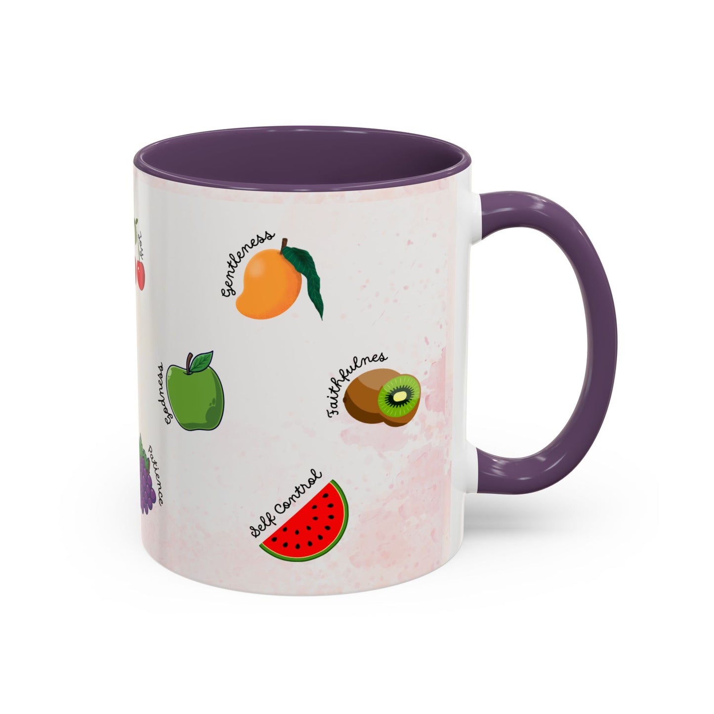 Fruit of The Spirit Coffee Mug — Cute Labeled Tropical Fruit Design (11/15oz)