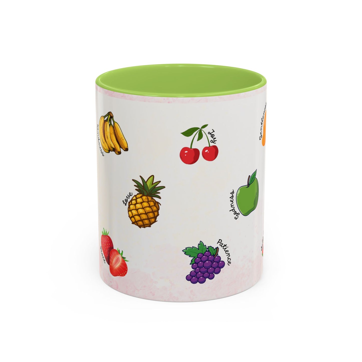 Fruit of The Spirit Coffee Mug — Cute Labeled Tropical Fruit Design (11/15oz)