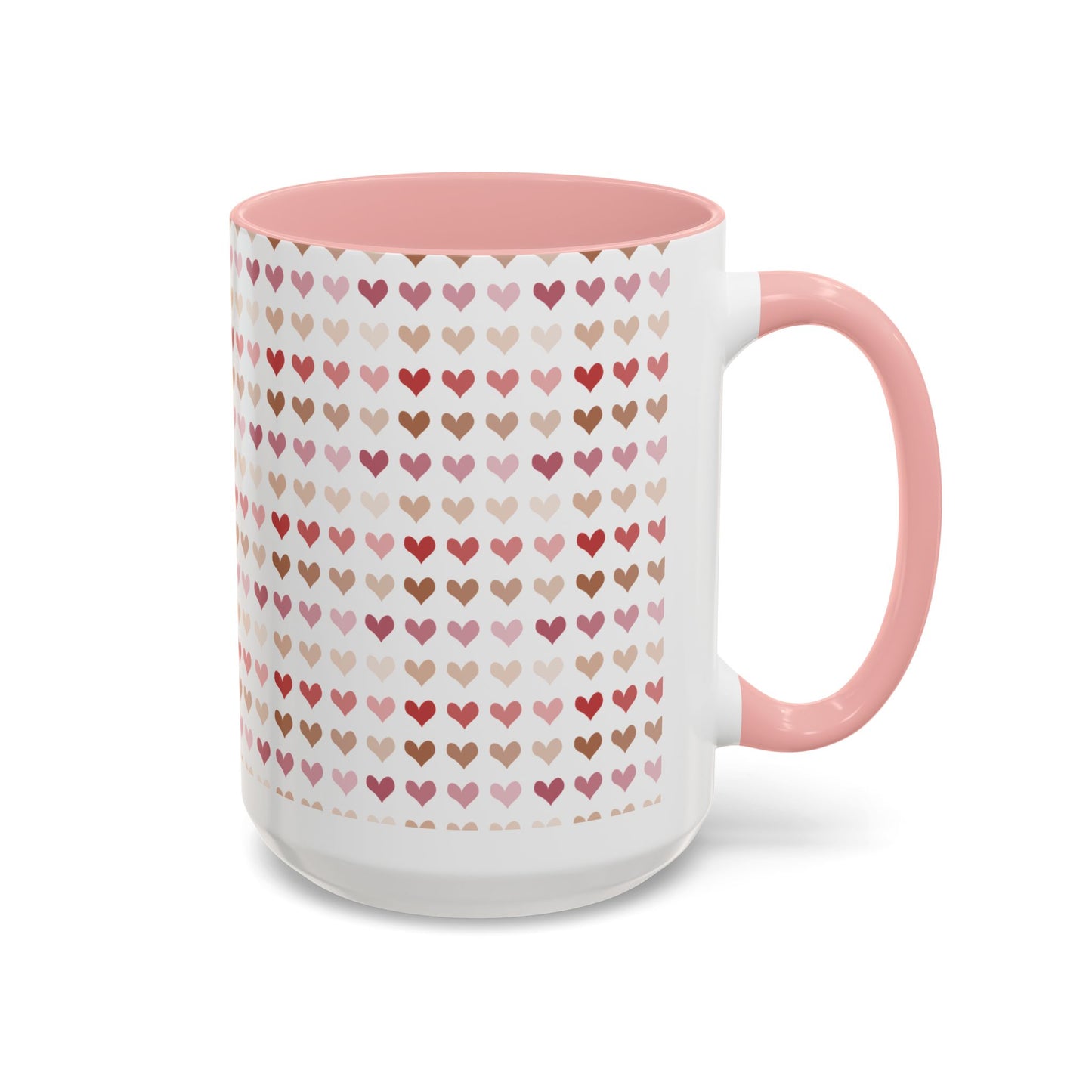 Heart Pattern Accent Coffee Mug – Cute Valentine Love Design (11/15oz)