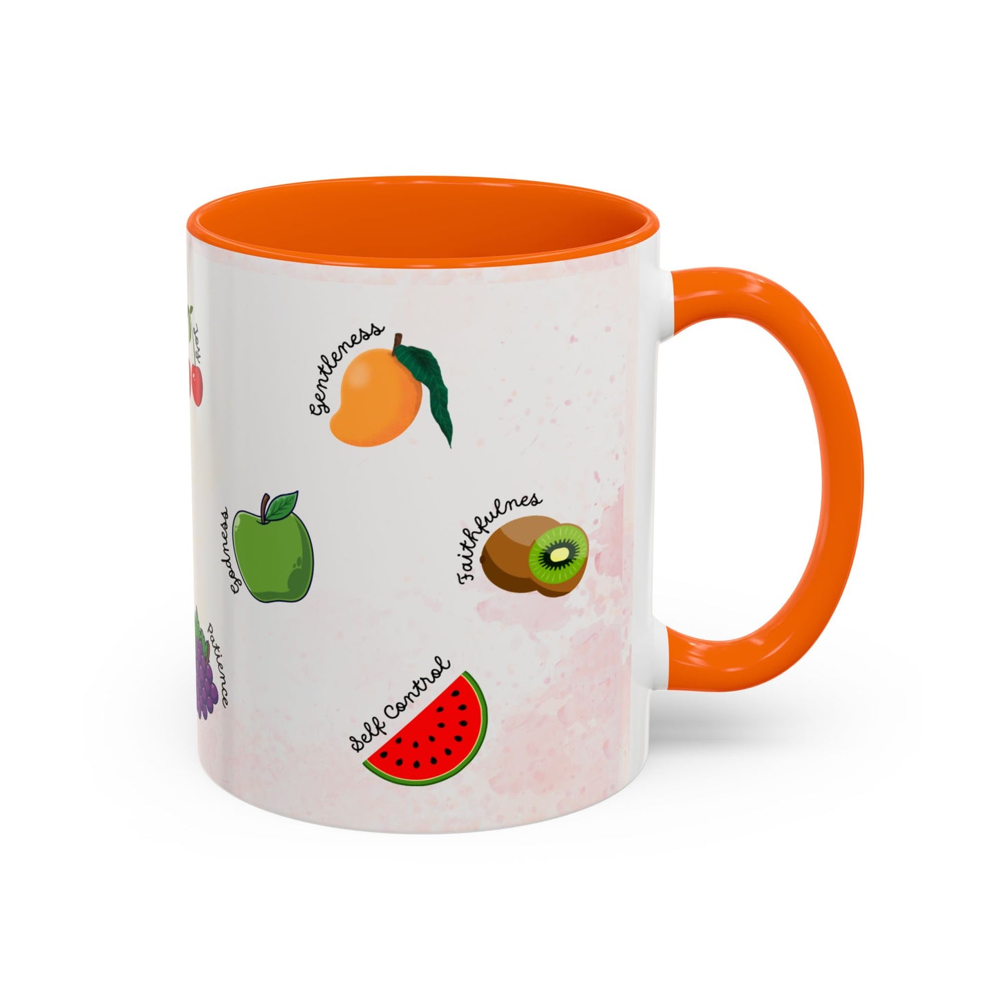 Fruit of The Spirit Coffee Mug — Cute Labeled Tropical Fruit Design (11/15oz)