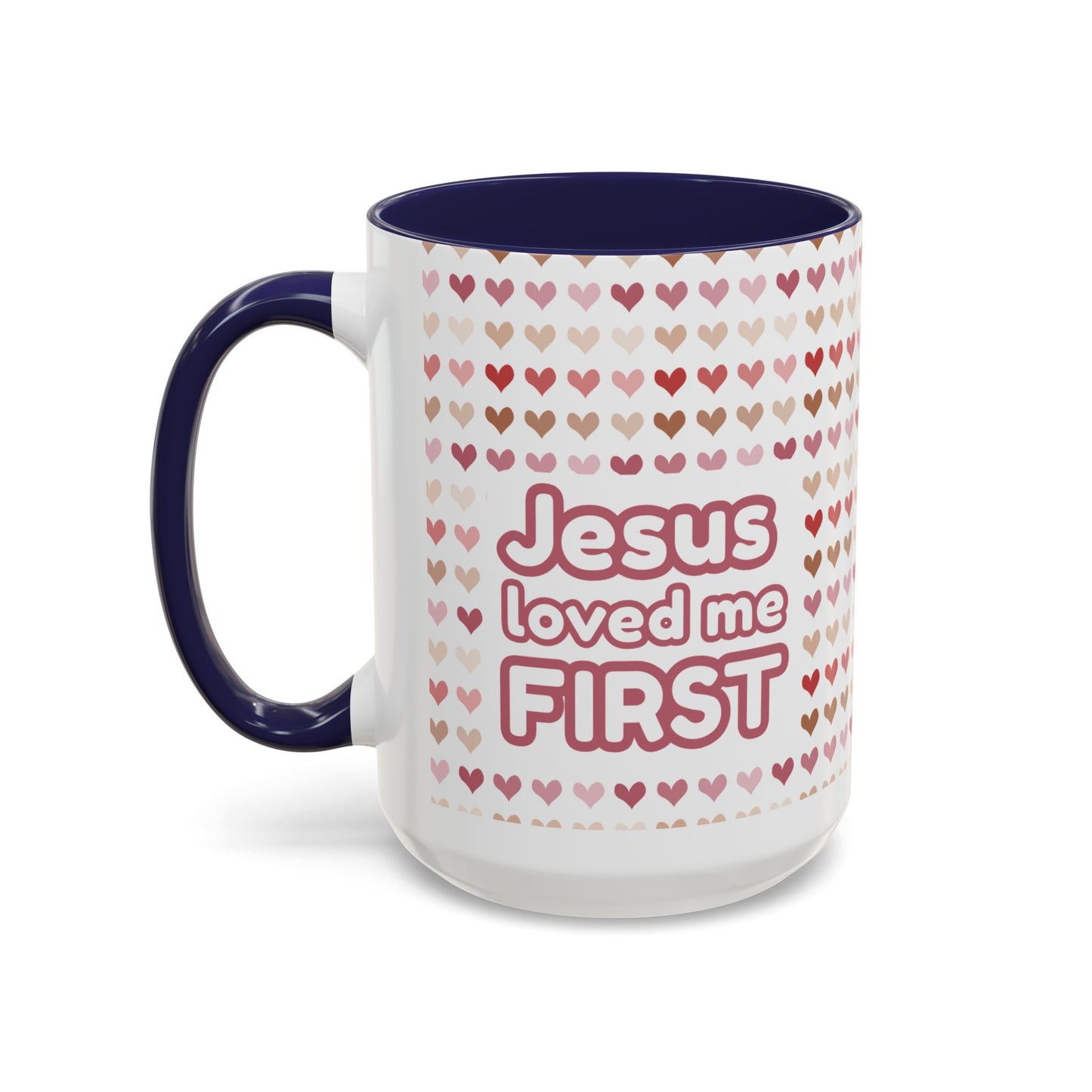 Heart Pattern Accent Coffee Mug – Cute Valentine Love Design (11/15oz)