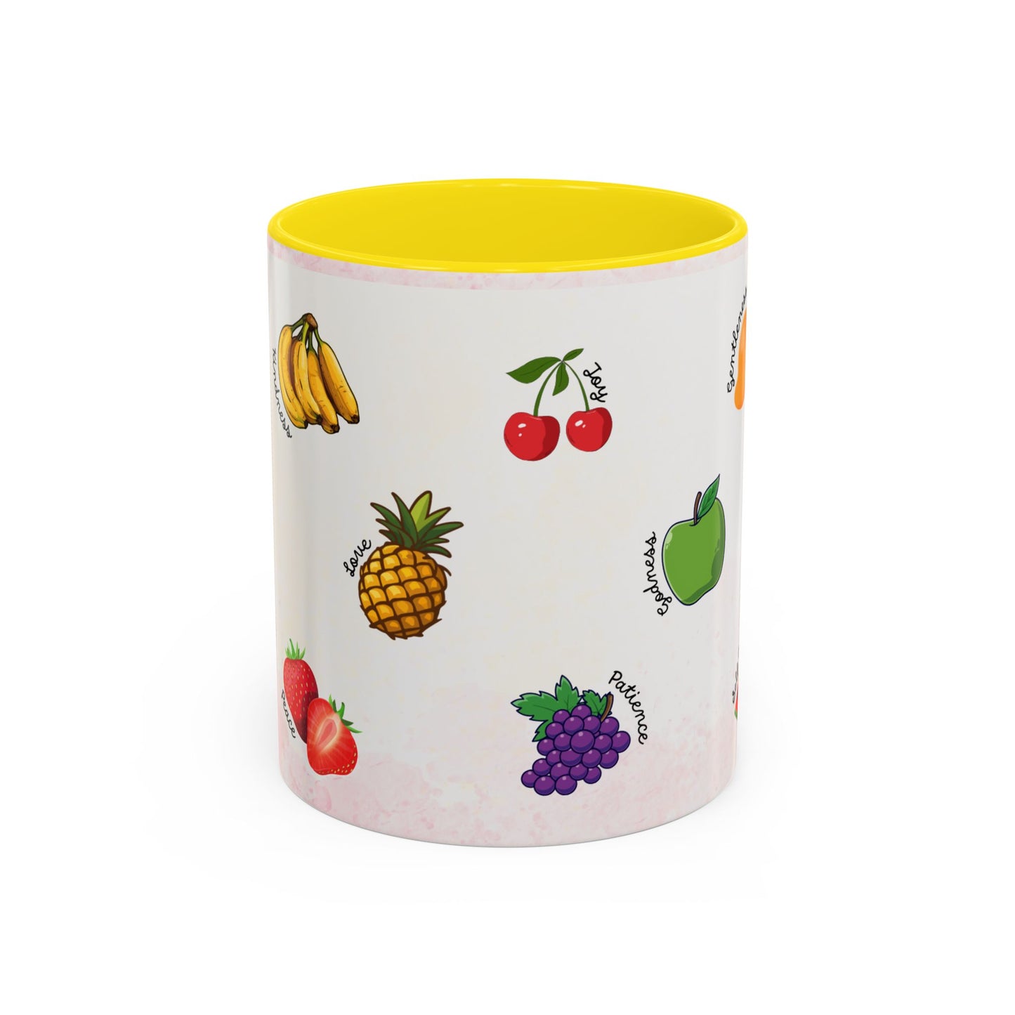 Fruit of The Spirit Coffee Mug — Cute Labeled Tropical Fruit Design (11/15oz)