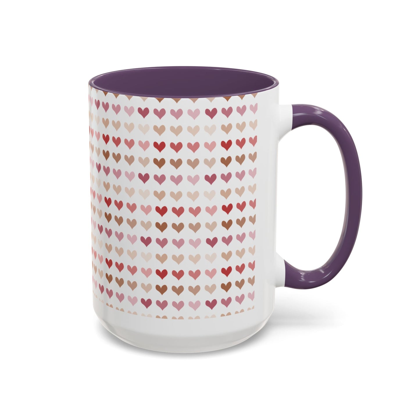 Heart Pattern Accent Coffee Mug – Cute Valentine Love Design (11/15oz)