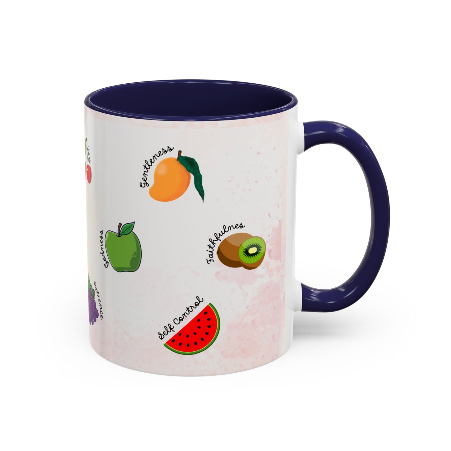 Fruit of The Spirit Coffee Mug — Cute Labeled Tropical Fruit Design (11/15oz)