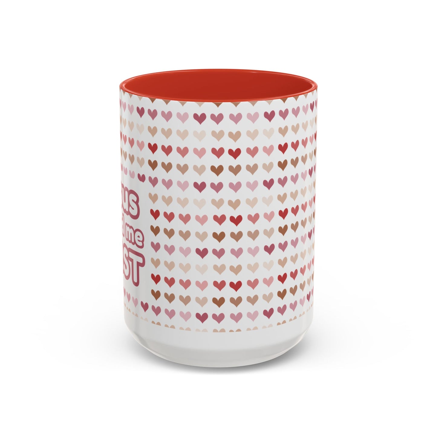 Heart Pattern Accent Coffee Mug – Cute Valentine Love Design (11/15oz)