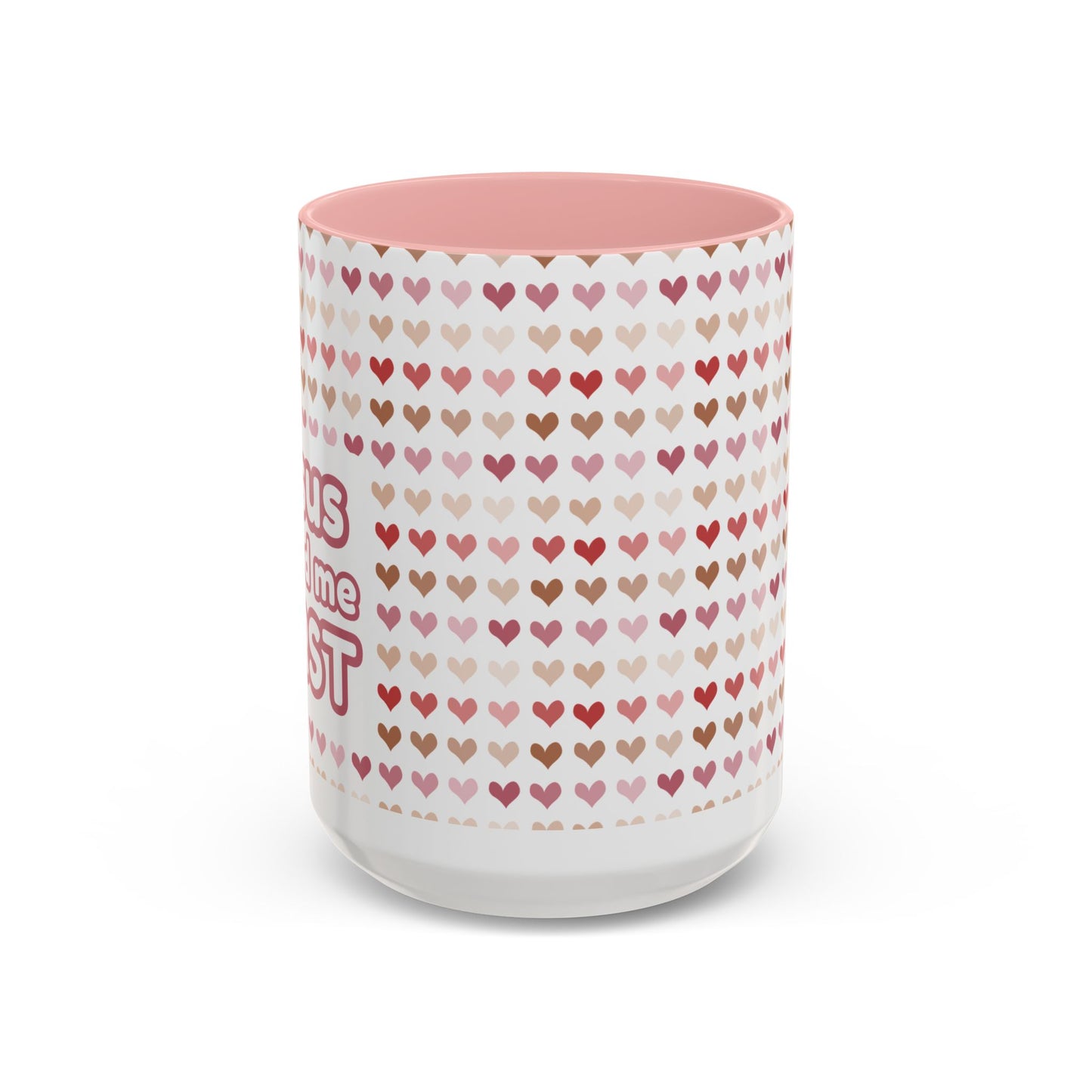Heart Pattern Accent Coffee Mug – Cute Valentine Love Design (11/15oz)