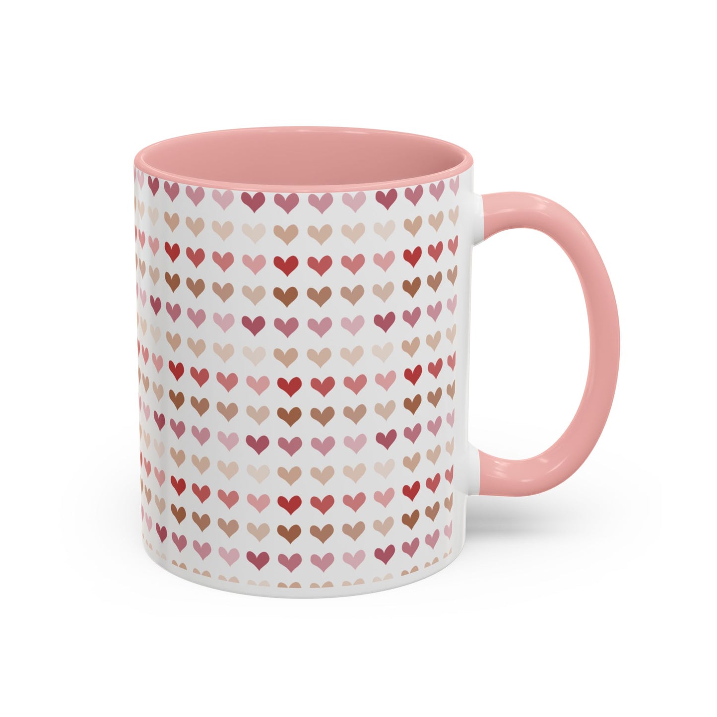 Heart Pattern Accent Coffee Mug – Cute Valentine Love Design (11/15oz)