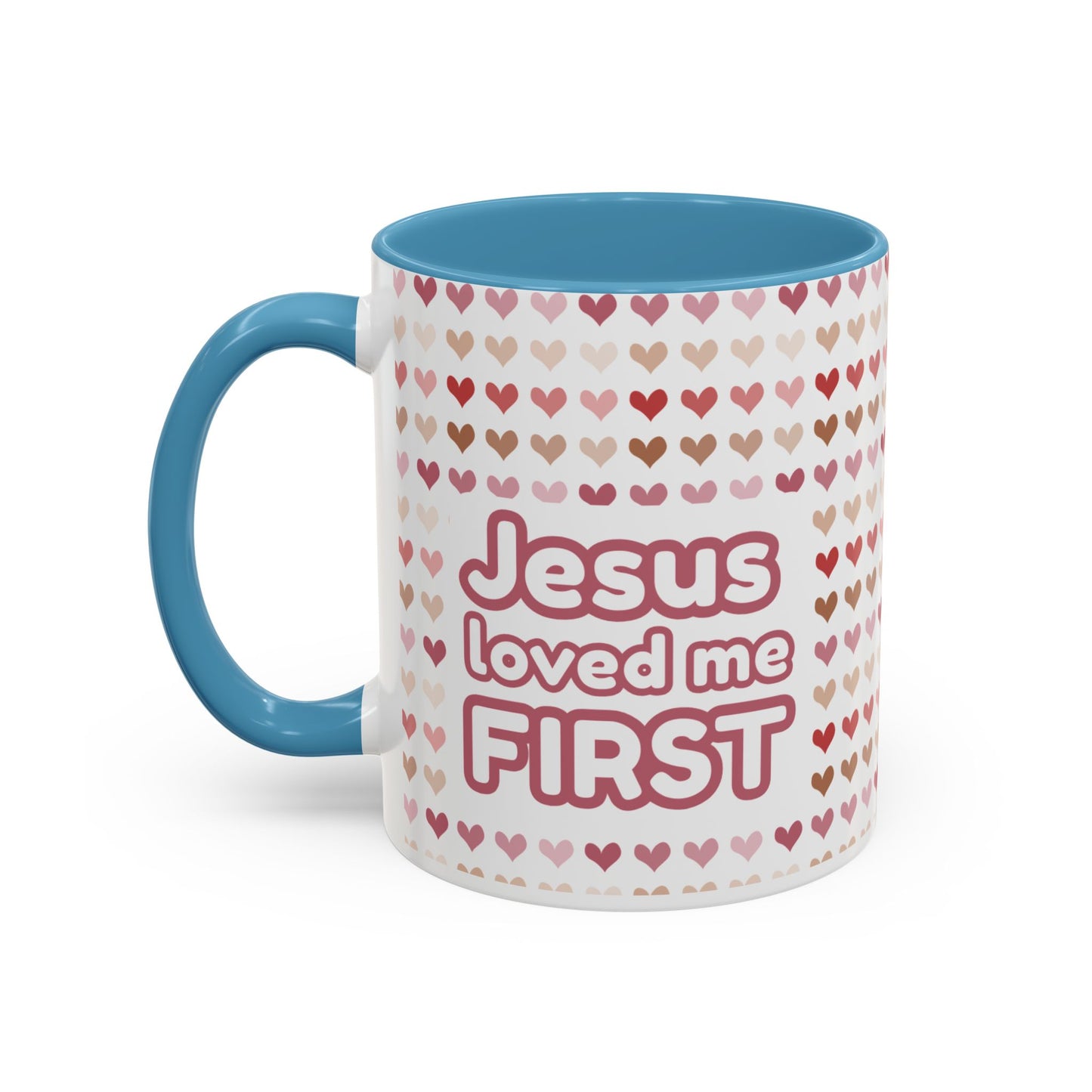 Heart Pattern Accent Coffee Mug – Cute Valentine Love Design (11/15oz)