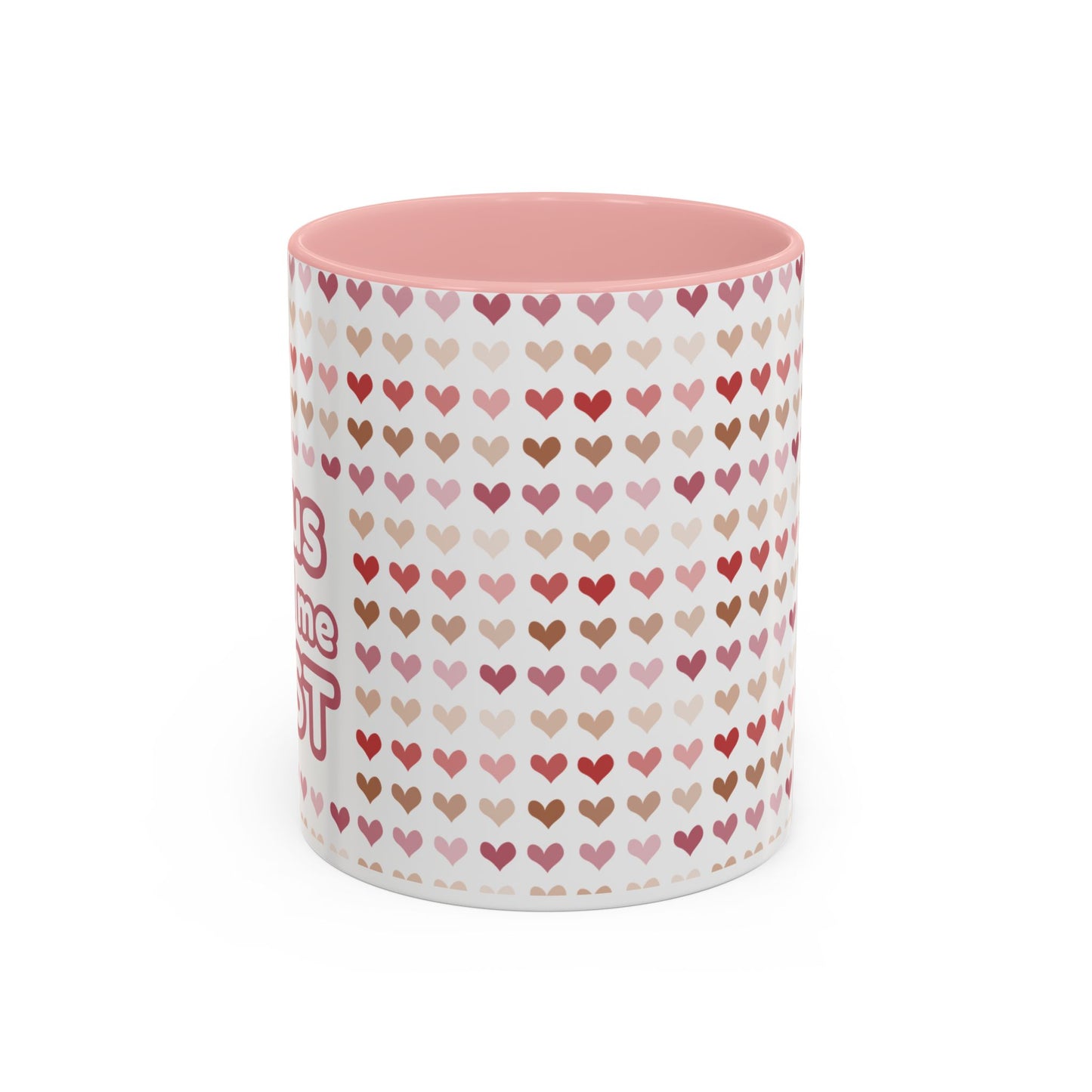 Heart Pattern Accent Coffee Mug – Cute Valentine Love Design (11/15oz)