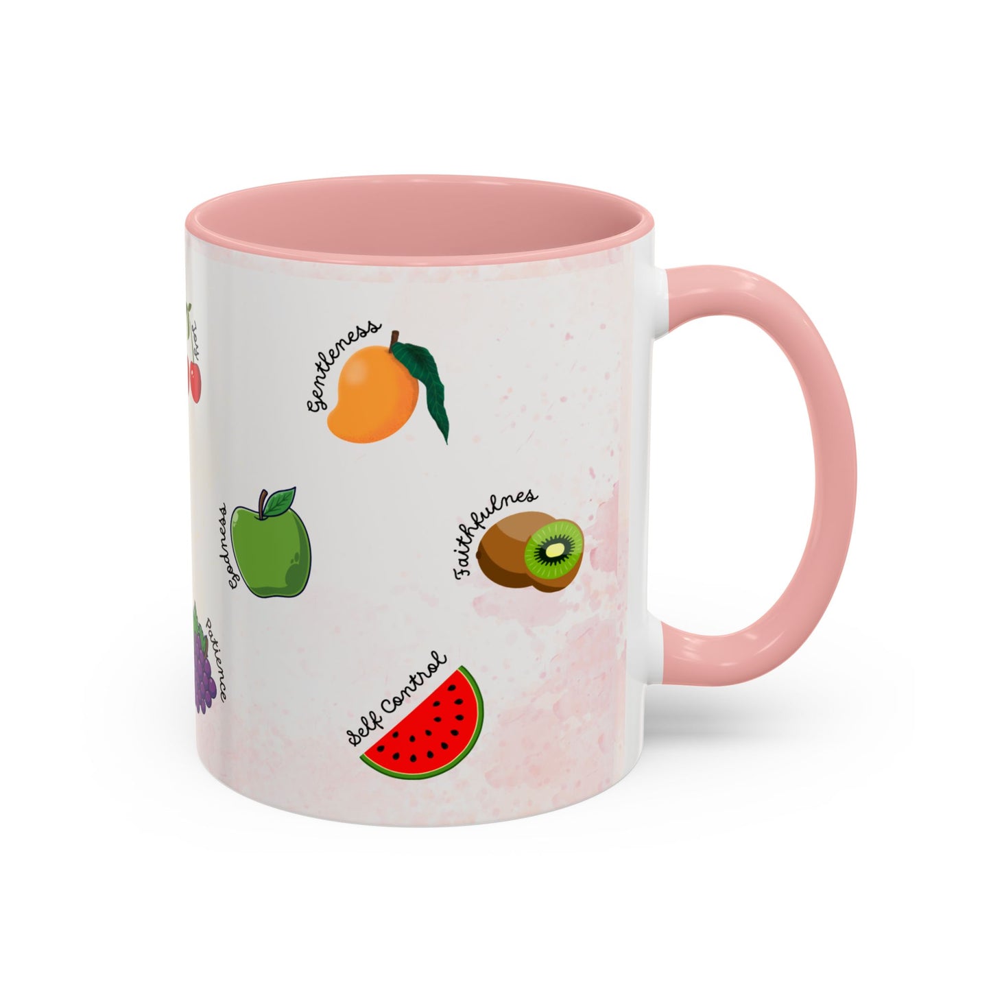 Fruit of The Spirit Coffee Mug — Cute Labeled Tropical Fruit Design (11/15oz)