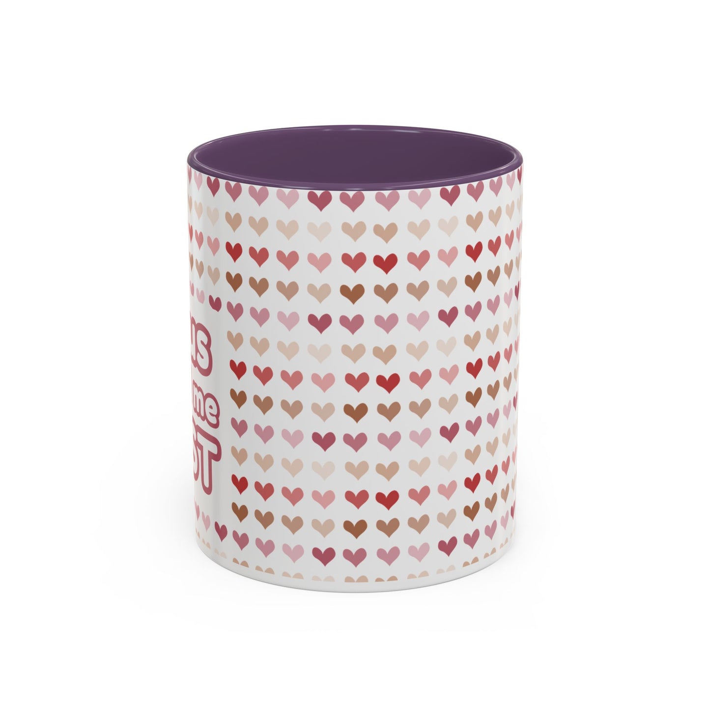 Heart Pattern Accent Coffee Mug – Cute Valentine Love Design (11/15oz)