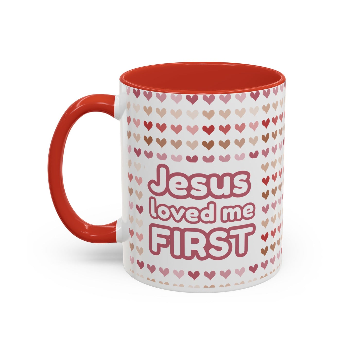 Heart Pattern Accent Coffee Mug – Cute Valentine Love Design (11/15oz)