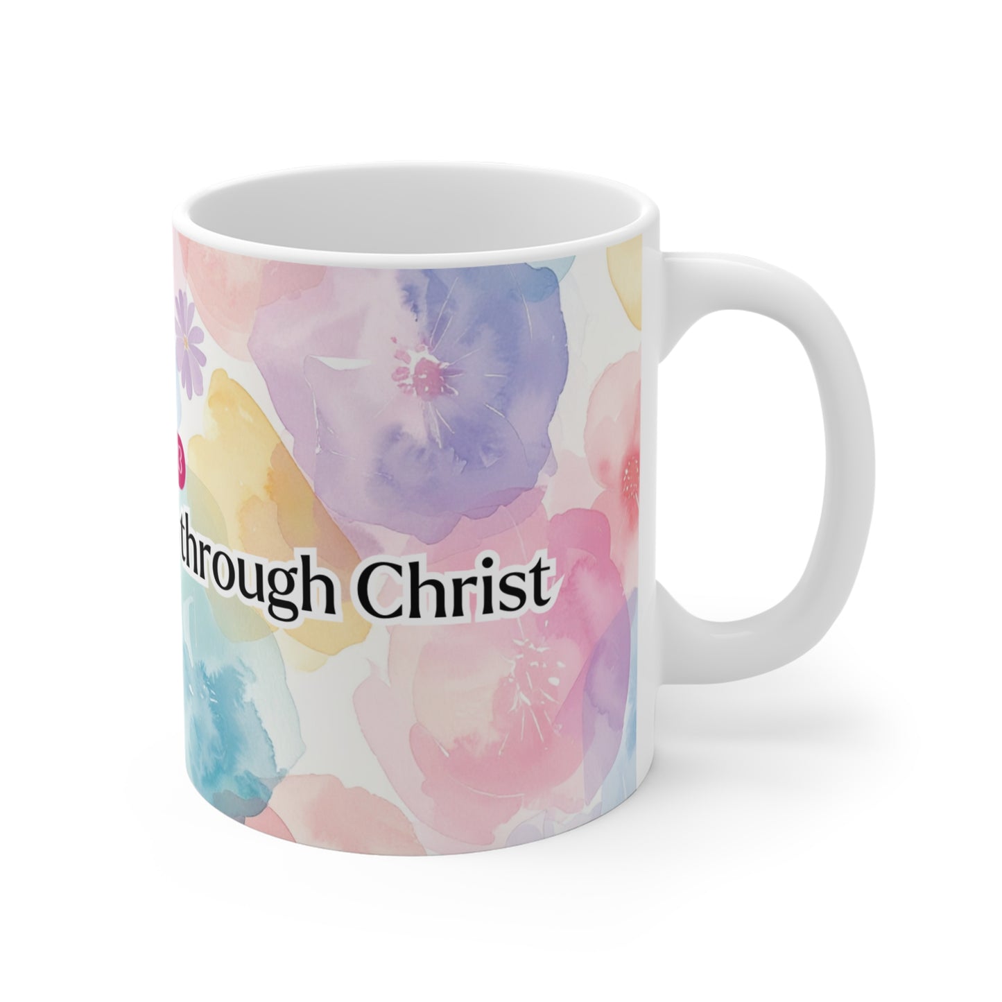Philippians 4:13 Floral 11oz Mug — "I Can Do All Things" Inspirational Coffee Cup