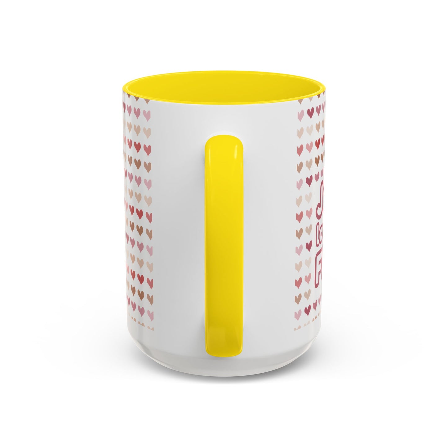 Heart Pattern Accent Coffee Mug – Cute Valentine Love Design (11/15oz)