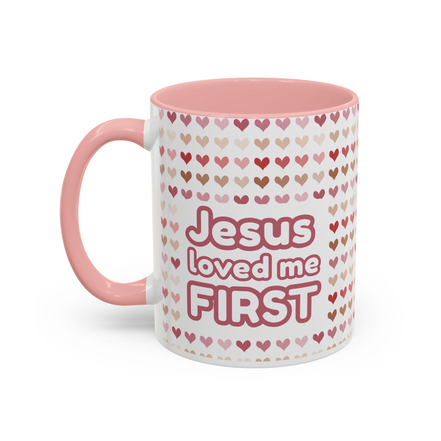 Heart Pattern Accent Coffee Mug – Cute Valentine Love Design (11/15oz)
