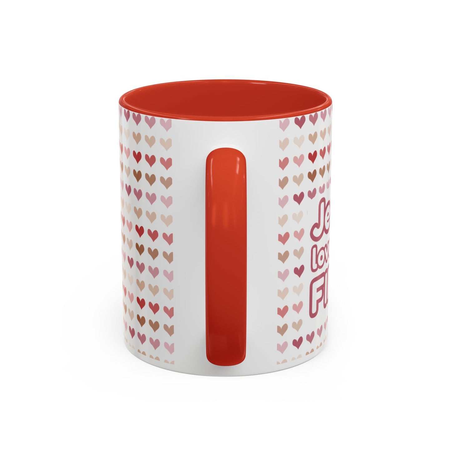 Heart Pattern Accent Coffee Mug – Cute Valentine Love Design (11/15oz)