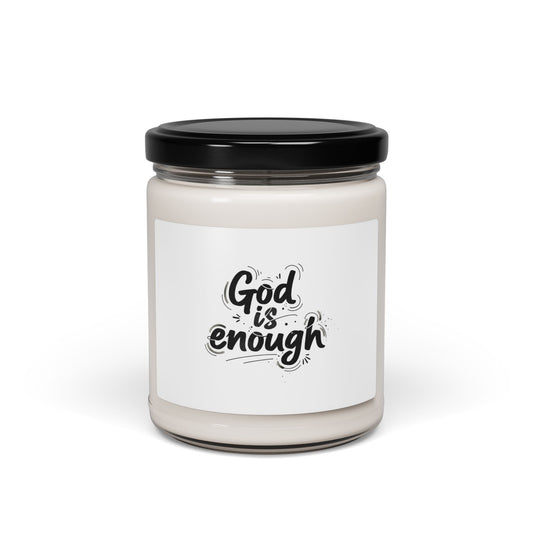 Handwritten 'God is enough' Marker Script Candle | Scented Soy Jar