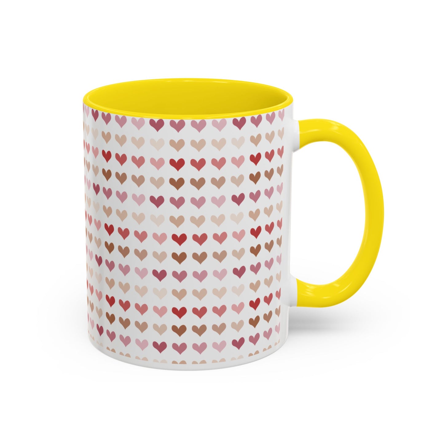 Heart Pattern Accent Coffee Mug – Cute Valentine Love Design (11/15oz)