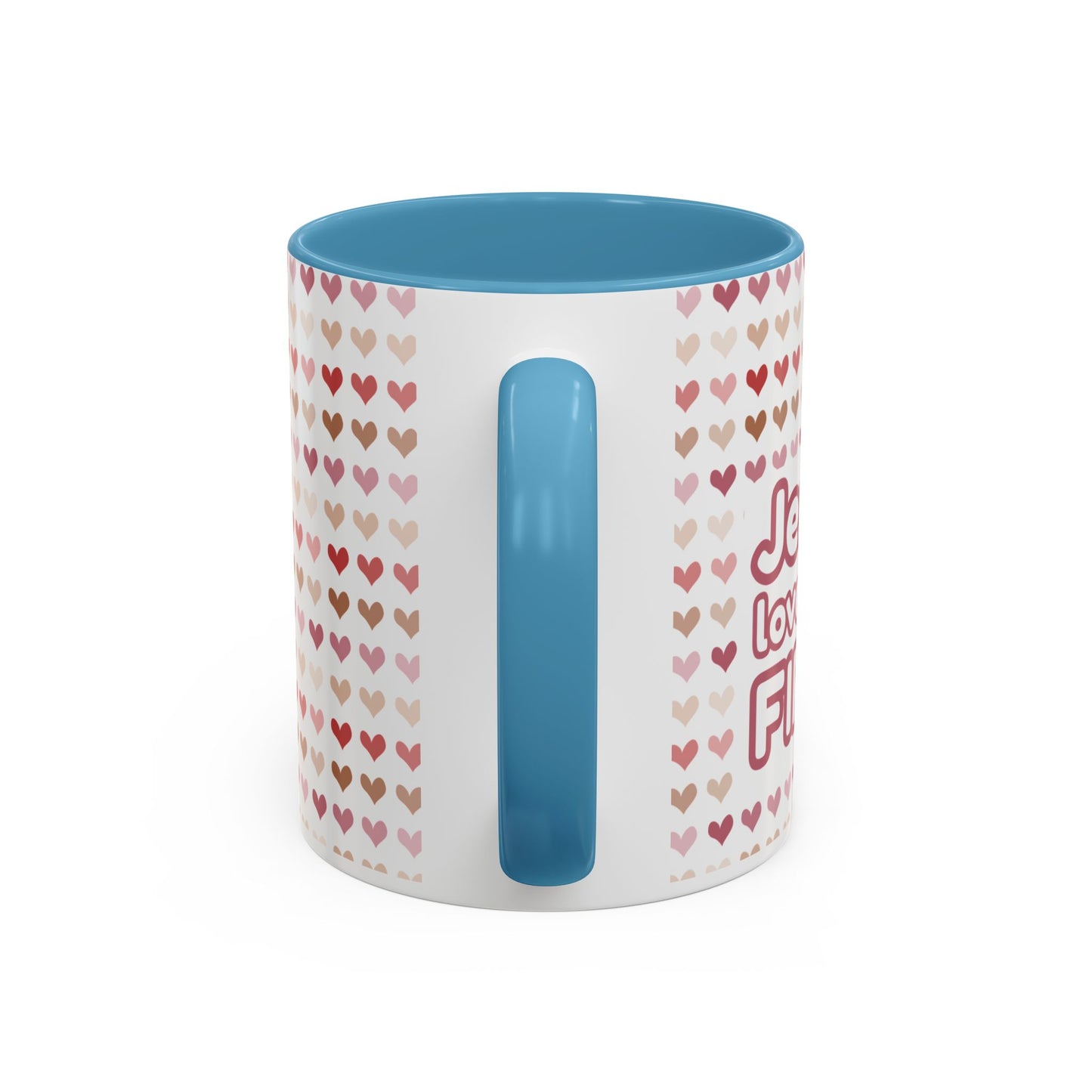 Heart Pattern Accent Coffee Mug – Cute Valentine Love Design (11/15oz)