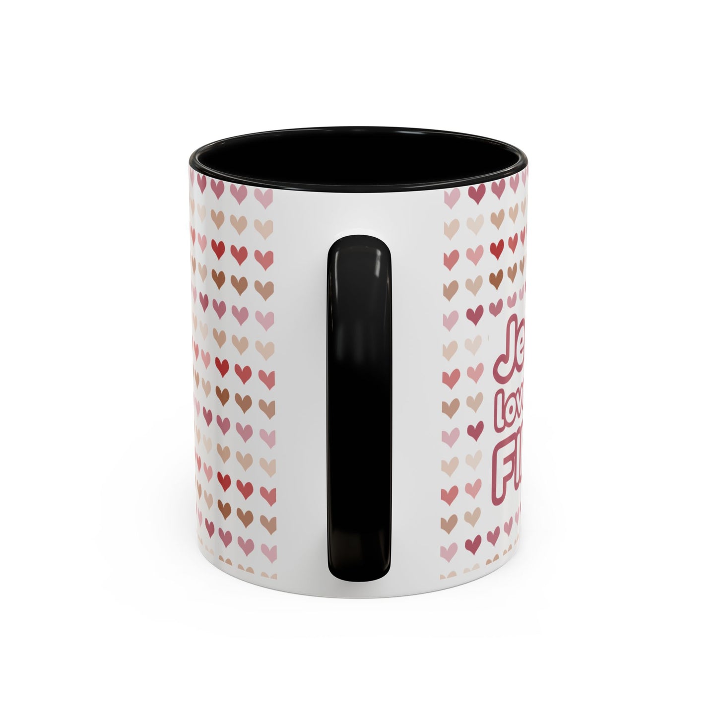 Heart Pattern Accent Coffee Mug – Cute Valentine Love Design (11/15oz)